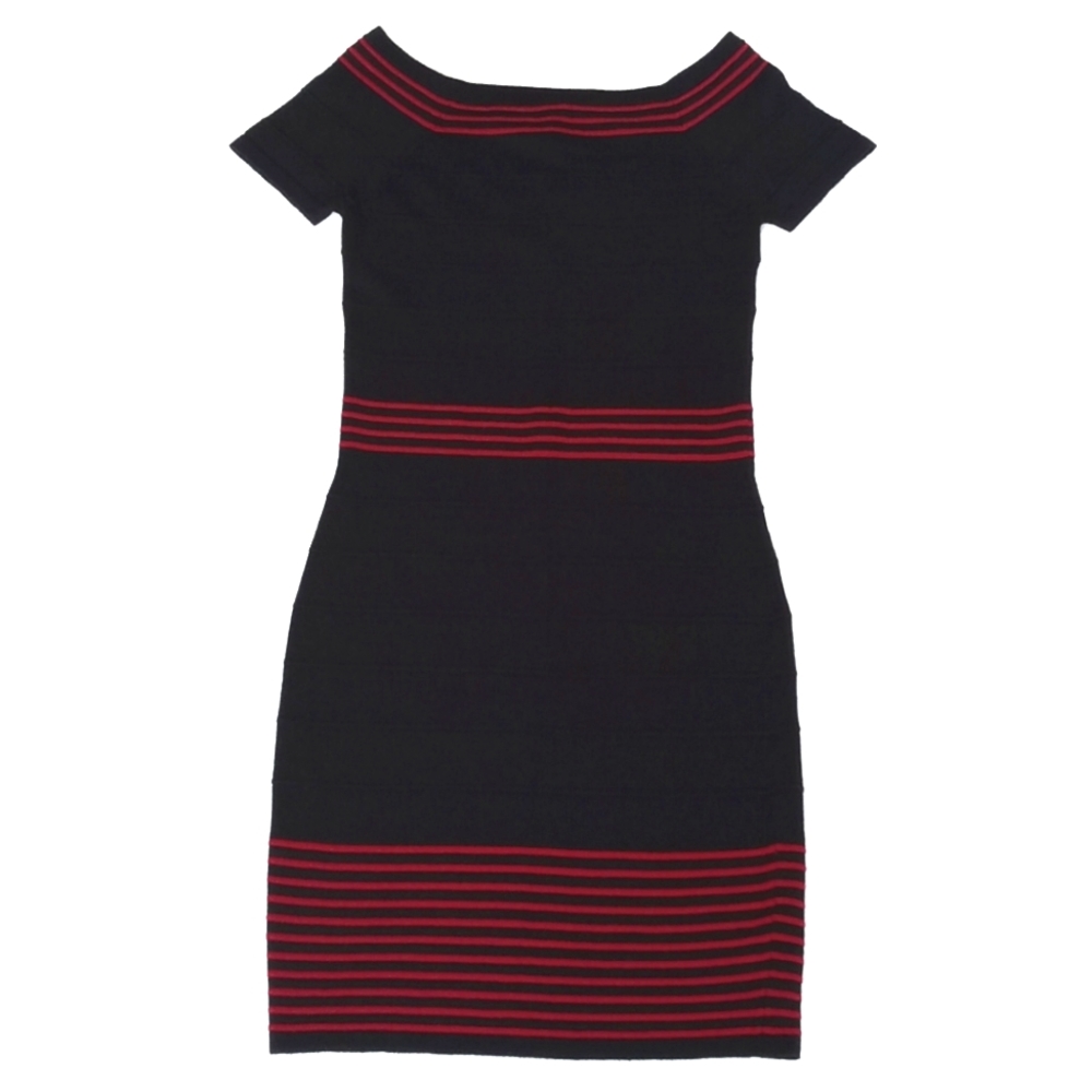 *Relisted* Max Studio Women's Red Black Rayon Knit Bodycon Short Sleeve Dress XS - Picture 7 of 9